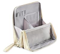 Relevanton Standing Makeup Bag, Waterproof Vertical Office Desktop Storage Bags, Multi Purpose Stand Up Toiletry Bags (Beige)