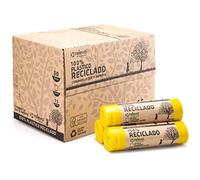 Relevo Yellow Drawstring Bin Bags - 30L (Width 55 cm x Height 60 cm), 360 Bags (24 Rolls × 15 Bags) | Extra Strong Bin Liners| 100% Recycled LDPE from Greenhouses | Blue Angel Certified