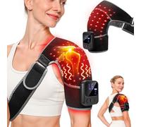 RELEXNOW Upgraded Cordless Red Light Therapy for Shoulder with Massage- 5000mAh Rechargeable Near-Infrared Light Shoulder Brace Wrap with Heat & Vibration Massager for Left & Right Shoulders