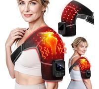 RELEXNOW Upgraded Cordless Red Light Therapy for Shoulder with Massage- 5000mAh Rechargeable Near-Infrared Light Shoulder Brace Wrap with Heat & Vibration Massager for Left & Right Shoulders