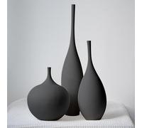 Relexome Black Ceramic Vase Set of 3 Modern Boho Wabi Sabi Decorative Aesthetic Vases for Centerpieces Pampas Matte Minimalist Vases for Living Room Table Shelf