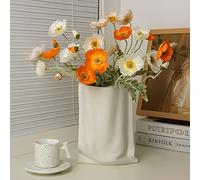 Relexome Ceramic Paper Bag Vase Crinkle Fold Flower Vase for Home Decor Bud Vases Minimalist Nordic Boho Ins Style for Centerpieces Mantel Party Living Room Office Bedroom,Decorative Gift 9.3 Inches