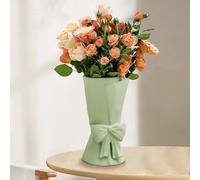Relexome Green Ceramic Bow Vase 9.64 in Unique Cute Modern Decorative Bouquet Flower Vases for Home Living Room Table Decor Women Girl Gifts