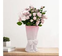 Relexome Pink White Ceramic Bow Vase 9.64 in Unique Cute Modern Decorative Bouquet Flower Vases for Home Living Room Table Decor Women Girl Gifts