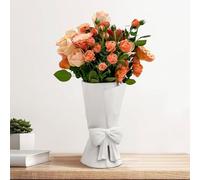 Relexome White Ceramic Bow Vase Unique Cute Decorative Bouquet Flower Vases 9.64 in