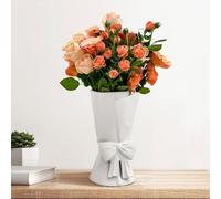 Relexome White Ceramic Vase with Unique Bow Cute Decorative Bouquet Flower Pots 24.5cm Mother's Day Vase Decoration Spring