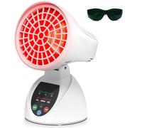 Relhafethy Red Light Lamp, 150W Infrared Lamp with Adjustable Angle, 3 Temperature Levels, 30/45/60 Min Timer, Tip-Over Automatic Shut-Off Protection, Infrared Light for Home/Office Use