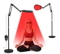 Relhafethy Red Light Lamp with Floor Stand, 660nm Red Light & 850/940nm Infrared Light, 150 LEDs 20W Infrared Lamp with 360° Adjustable Shell Head, Timer, 5 Brightness Levels for Home Bedroom Use