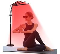 Relhafethy Red Light Lamp with Stand, 660&850&940 Infrared Lamp 180 LEDs, 4-Head Near Infrared Light with 10/20/30 Mins Timer & 5 Adjustable Brightness Levels for Home & Office Use
