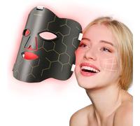 Relhafethy Red Light Mask, 660&850 Silicone Infrared Light Mask with 10/15/20 Mins Timer & 5 Brightness Adjustment, 222Chips Flexible Red Lights for Home Use