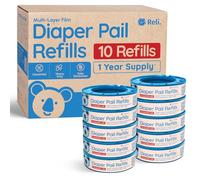 Reli. Diaper Pail Refill Bags, Compatible with Genie Complete, Expressions (10 Pack) | Pail Refills Unscented | Odor Blocking, Strong, Easy Replacement| Holds up to 2,800 Newborn Diapers