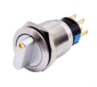 Reliable 19mm Momentary Selector Rotary Switch 3 Position 2NO2NC with LED Indicator IP66 (yellow)