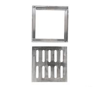Reliable stainless steel floor drain system with integrated frame for stable and secure ground level installation (150 * 150 * 20 * 2mm)