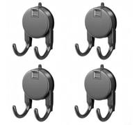 Reliable Suction Cup Towel Hooks 4 Pieces with Lock Handle for Bathroom and Kitchen Hanging on Glass Doors and Smooth Surfaces (Grey)