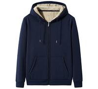 Reliable Winter Basic Thick Warm Hoodie Men Zip Up Fleece Sweatshirts 7XL 8XL Plus Size Solid Cotton Casual Thermal Hoody Jacket (Color : Navy Blue, Size : L)