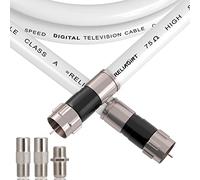 RELIAGINT 50ft White RG6 Coaxial Cable with F Connector, F81 Female Extension Adapter, Low Loss High-Speed Coax Cable Cord Extender for HD TV, Dish, Satellite, Antenna 50'