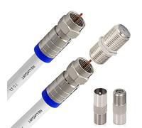 RELIAGINT RG6 TV Coaxial Cable 5m - 75 Ohm Copper Satellite & TV Aerial Cable with F Connectors & F81 Coupler, Waterproof, up to 3 GHz, White