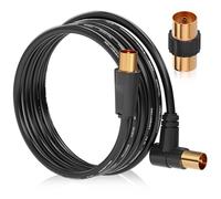 RELIAGINT TV Aerial Cable 5m - Pure Copper TV Coaxial Cable with Dual Shielding for Strong Signal - Straight or Right-Angle - Female-to-Female Adaptor Included - Fire-Resistant Aerial Connectors