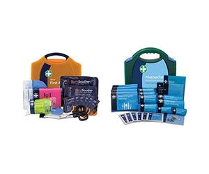 Reliance Medical Burn First Aid Kit in Orange Compact Aura Box & Reliance Medical HSE 10 Person MasterChef Catering First Aid Kit for Ref 178