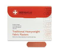 RELIANCE MEDICAL Dependaplast Traditional Heavyweight Fabric Plasters. Extra Cushioning and Physical Protection - Heavy Elastic Fabric - Super-Sticky Zinc Oxide Adhesive (6 x 2 cm, Pack of 100)