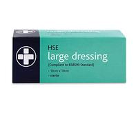 Reliance Medical Large Sterile HSE Dressing in Box, 10cm x 10cm, Ideal for First Aid Emergencies, Wound Care, and HSE Kit Refills (Pack of 10)