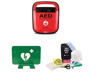 RELIANCE Medical Mediana A15 AED Defibrillator + Defibrillator Prep Kit in Black Bag + AED Universal Station Bracket