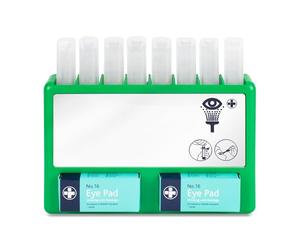 Reliance Medical REL908 Complete Eyecare Pod Station, Ideal for Minor Irritation, Sterile Saline Eye Wash Solution Kit | 20ml Pods. 24.5 cm H x 33 cm W x 2.5 cm D (Green)