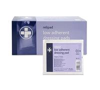 Reliance Medical Relipad First Aid Sterile Dressing - Low-Adherent, Absorbent Dressing Pads For Minor Abrasions, Lacerations And Wounds, 7.5 cm x 7.5 cm, Pack of 100