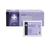 Reliance Medical Relipad First Aid Sterile Dressing - Low-Adherent, Absorbent Dressing Pads for Minor Abrasions, Lacerations and Wounds, 5 cm x 5 cm, Pack of 100