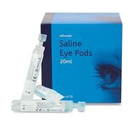 Reliance Medical Reliwash Sterile Saline Eye Wash Solution Pods - 1 x 25 x 20ml First Aid Eyewash Drops - Contains Sodium Chloride