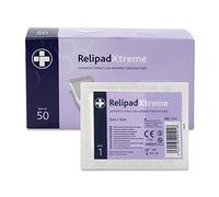Reliance Medical Sterile Relipad Xtreme Low Adherent Dressing Pads - for Heavy Duty Use with Advanced Absorbency Technology, Double-Sided Design for Maximum Exudate Absorption, 5 cm x 5 cm, Box of 50