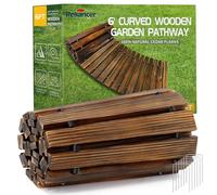 RELIANCER 6' Wooden Garden Pathway,Outdoor Roll Out Cedar Curved Walkway,Patio Path Decorative Garden Boardwalk Walkways,Weather-Resistant Roll Up Beach Wood Road Floor,Wedding Party Pathways