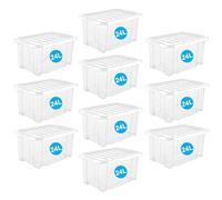 RelianceUK 10 X 24L Plastic Storage Boxes with Lids - Heavy Duty, Stackable Containers for Clothes, Shoes, Crafts - Ideal for Home, Office, Kitchen, Garage - 24 Litres (24 Litre / 10 Pack)