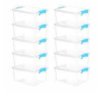 RelianceUK 10 X 3.5L Small Plastic Storage Box with Lids - Stackable Storage Containers with Clip Lock Lids - Plastic Storage Box with Lid for Home, Office, Garage, Shelves (3.5 Litre / 10 Pack)