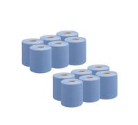 RelianceUK 12 X Value Pack Blue Centrefeed Rolls | 2 Ply Tissue Paper Roll for Cleaning and Drying Surfaces | Strong & Absorbent Kitchen Rolls for Catering, Garages, Workshops and Industrial Use