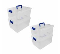 RelianceUK 4 X 3.5L Small Clear Plastic Storage Box with Clip Lock Lid and Handle | Durable Stackable Containers | Space Saving Organiser for Home, Office, Kitchen & Bedroom (3.5 Litre / 4 Pack)