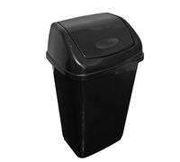 RelianceUK 50L Black Heavyduty Plastic Rubbish bin with Fliptop Lid for Kitchen, Bedrooms, Bathroom, Offices | Trash Waste bins with Swing Lid