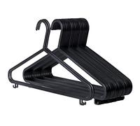 RelianceUK Adult Coat Hangers 60 Pack, Strong Black Plastic Hanger for Clothing Rail Cupboard and Stores Closet Storage Organiser Black with Trouser Bar Lips 37CM