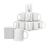 RelianceUK Pack of 12 Large Handle White Sublimation Mugs 11oz Heat Press Ceramic Coffee Cups, Plain Personalized Mugs for Christmas Gifting Comes with Smash Proof Gift Box