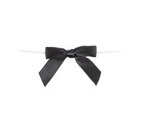 Reliant Ribbon 100 Piece Bow 2.5 Span X 1.75 Tails Twist Tie Ribbon, Black, 5/8"
