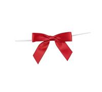 Reliant Ribbon 100 Piece Bow 2.5 Span x 1.75 Tails Twist Tie Ribbon, Red, 5/8"