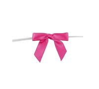 Reliant Ribbon 100 Piece Bow 2.5 Span X 1.75 Tails Twist Tie Ribbon, Shocking Pink, 5/8"