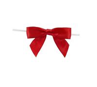 Reliant Ribbon 100 Piece Bow 3.25 Span X 2 Tails Twist Tie Ribbon, Red, 7/8"