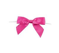 Reliant Ribbon 100 Piece Bow 3.25 Span X 2 Tails Twist Tie Ribbon, Shocking Pink, 7/8"