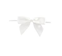 Reliant Ribbon 100 Piece Bow 3.25 Span X 2 Tails Twist Tie Ribbon, White, 7/8"