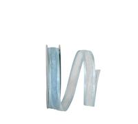 Reliant Ribbon 25205-528-03J Sheer Satin Edge Metallic Ribbon, 5/8 Inch X 25 Yards, Light Blue/Silver