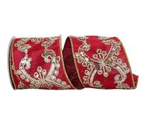 Reliant Ribbon 90541W-090-10D Dubai Sequin Wired Edge Band, Polyester, Burgundy, 4 Inch x 5 Yards