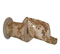 Reliant Ribbon 90541W-810-10D Dubai Sequin Wired Edge Band, Ivory, 4 Inch x 5 Yards
