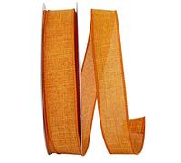 Reliant Ribbon 92573W-762-09K Everyday Linen Value Wired Edge Ribbon, 1-1/2 inch X 50 Yards, Tangerine