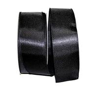 Reliant Ribbon 92575W-031-40K Satin Value Wired Edge Band, Black, 2-1/2 Inch x 50 Yards